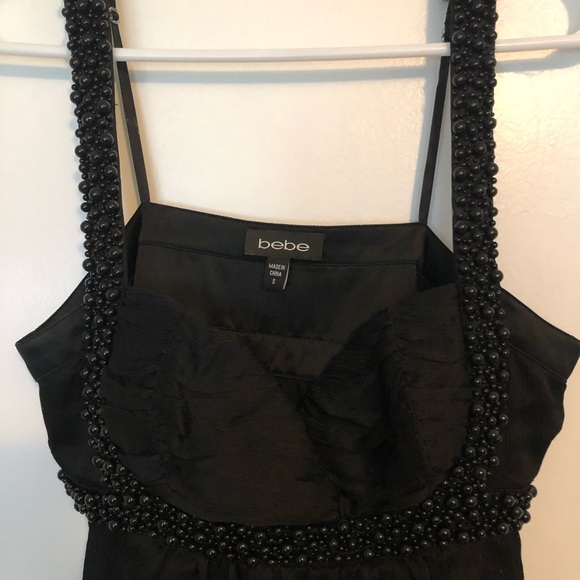 Bebe Black Silk Beaded Tank Camisole - Picture 1 of 3